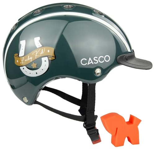 RL24 - Casco Kinder Reithelm Nori Lucky Kid Hufeisen inkl. Putzschwamm – Mädchen & Jungen Reitkappe – Helm zum Reiten, Fahrrad- & Skifahren – Reiterhelm in Grün – Gr. S (52-56 cm)