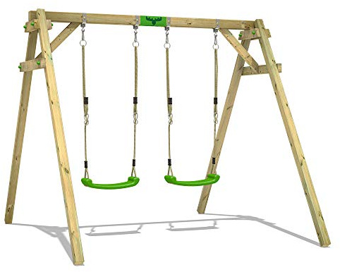 FATMOOSE Kinderschaukel Schaukelgestell JollyJim Air XXL - Doppelschaukel mit 2 Schaukelsitzen, Schaukelgerüst, Holzschaukel für Kinder im Garten