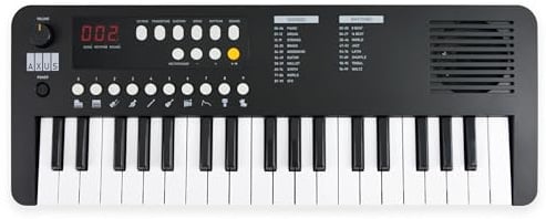 Axus Mini-Keyboard 37 Tasten, Schwarz, USB-C oder Batteriebetrieb | Kompaktes Einsteiger-Keyboard für Kinder, zum Üben und Spielen — spielt überall mit USB-C oder Batterien