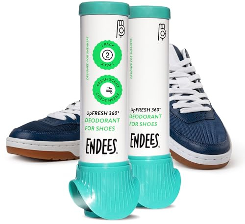 Endees UpFresh 360° Schuhdeo Spray für Sneaker & Stiefel, 2 x 100 ml | Geruchsneutralisierer & Erfrischer, Sport- und Arbeitsschuhe, Zwei-Wege-Applikator, Langanhaltend, Einfach