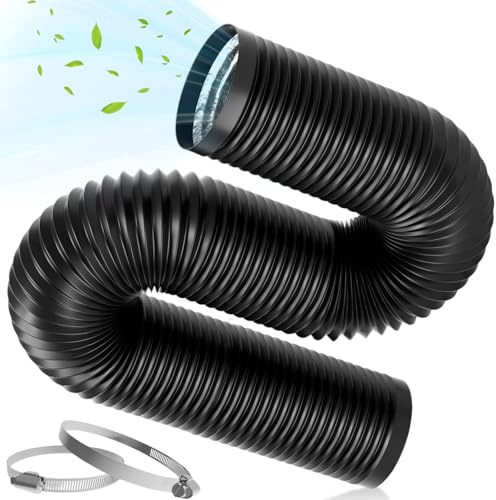 Warmfay Abluftschlauch 100mm, 1m Länge, PVC Flexibel Alurohr Schlauch | Lüftungsschlauch mit 2 Schlauchschelle Edelstahl, Flexschlauch für Mobile Klimaanlage, Trockner, Belüftungssystem