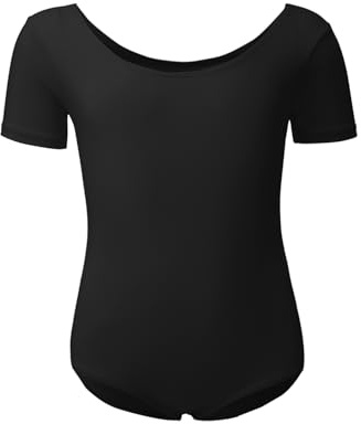 Kefiyis Ballettkleidung Mädchen Ballett Trikot Kinder Ballettanzug Kurzarm Ballett Body Tanzbody Baumwolle Turnanzug Gymnastikanzug für Mädchen Damen Gr.100-170