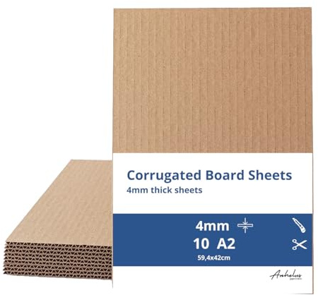10 Wellpappe A2 | 4mm dick A2 Karton (59,4 x 42 cm) | karton zum basteln und Verpacken | Wellkarton 4mm | Cardboard corrugated
