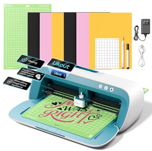 Likcut S41 Schneideplotter mit Print Then Cut Funktion, Tragbare Plotter für DIY Sticker & Vinyl, met plottermaschine starterset, für Deko, Etiketten, Geschenken, Blau