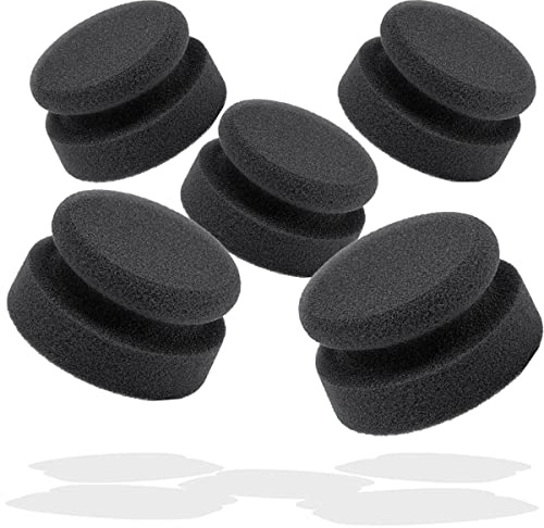 detailmate Autopflege - Made in Germany - 5er Pack Handpolierschwamm medium, schwarz, Ø90mm, aus Premium Schaumstoff für Handpolitur/Wachse/Applikator Pflegeprodukte auf Kunststoff, Reifen