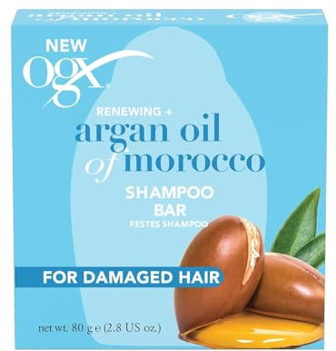 OGX Argan Oil of Morocco Festes Shampoo (80g), seifenfreie Haarpflege mit Arganöl für geschädigtes Haar