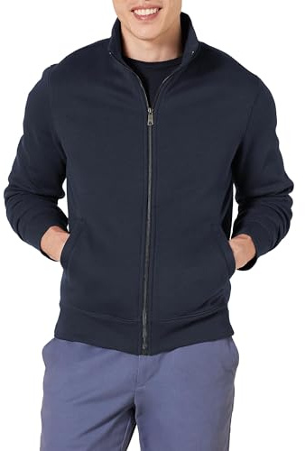 Amazon Essentials Herren Regular Fit Sweatjacke mit Stehkragen ohne Kapuze