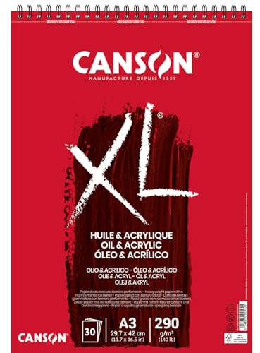 NEU Canson XL Oil Acrylic Spiralblock, DIN A3, 30 Blatt, 290 g/m²