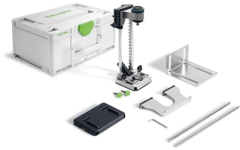 Festool Mobiler Bohrvorsatz MB 40-Set | Robustes Bohrgestell mit Tiefeneinstellung bis 50mm, CENTROTEC-Futter, Spanabsaugung & Systainer SYS3 M 187
