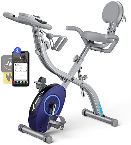 MERACH Heimtrainer Fahrrad Klappbar, Leises Hometrainer Fahrrad mit 16-stufiger Magnetwiderstand, LCD-Display, Komfortabler Sattel, Fitnessbike für Zuhause, Platzsparend Design für Effektives Training