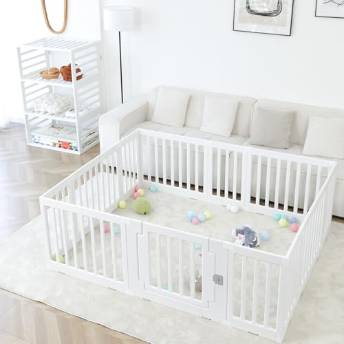 Gupamiga Laufstall Baby 150×180 cm Laufgitter Baby Sicherheits-Aktivitätszentrum für drinnen oder draußen PLP-WL071-12