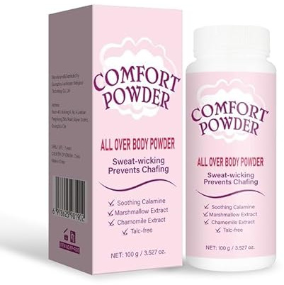 RadiantRe Körperpuder für Frauen, Comfort Deo Puder gegen Schwitzen, Reibungsreduzierend für Oberschenkel und Intimbereich (1)