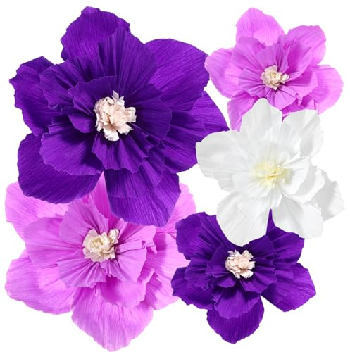 5 Stück Papierblumen Wanddekorationen Lila Seidenpapier Pompons Deko Krepppapier Bunt künstliches 3D Blumen Papier Können für Party Weihnachtsdekorationen Hochzeit Wanddekoration Verwendet Werden