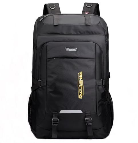 Ezmina 80L Wanderrucksack Wasserdicht Camping Rucksack Schwarz Wandern Tagesrucksack Reiserucksack für Damen und Herren Großer Rucksack für Touring Klettern Outdoor Sport
