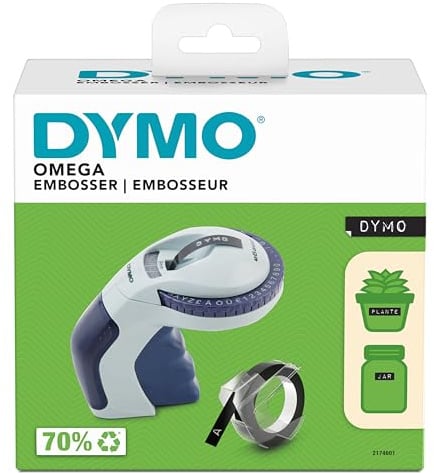 DYMO Omega Prägegerät | kleines Beschriftungsgerät mit Dreh-klick-System und ergonomischem Design | für zu Hause und für Bastel- und Hobbyprojekte (£/€ÄÖ und Ü)