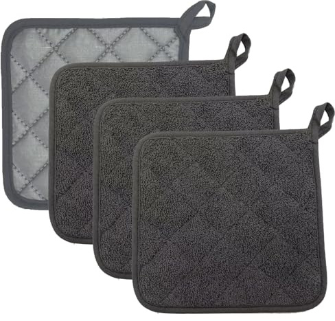 Sthrucrack 4er Set Topflappen Topflappen Küche Hitzebeständig 550℉ 20CM*20CM Dunkelgrau