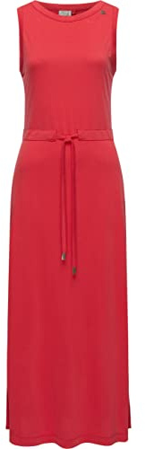 Ragwear Damen Kurzarm-Maxikleid Giggi mit Taillengürtel für den Sommer | Wadenlang | Luftig-leichter Jersey-Materialmix für warme Sommertage | Gerader Schnitt | Angedeutete Ärmel