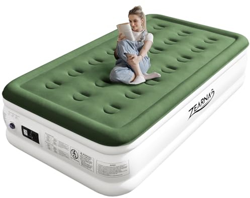 Zearna Luftbett 1 Person 190x100x40 cm Selbstaufblasende Luftmatratze mit elektrischer Pumpe&Schnellaufblas-Funktion | Bequemes Gästebett & Campingmatratze für Zuhause,Reisen&Outdoor (Einzel(40cm))