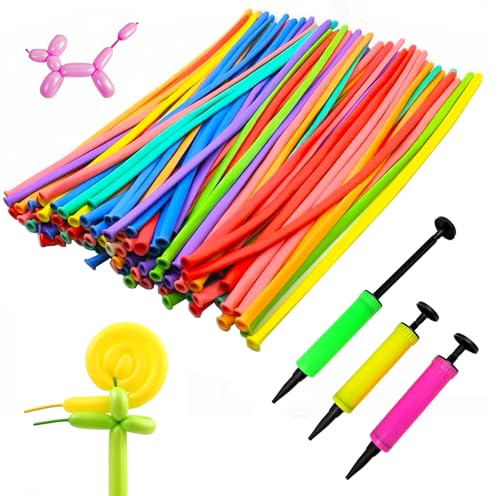 150 Stück Modellierballons Mit Pumpe,Luftballons Tiere,Mehrfarbig Lange Luftballons zum Formen 30cm Länge Modellier Luftballon, für DIY, Party Dekoration