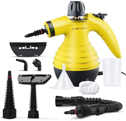 Comforday Dampfreiniger Handgerät Hand Dampfreiniger Handgerät Mit 9 Fleckenentfernungszubehör Eliminates Grease Küche Autositze und Vieles Mehr, Sofa-Reiniger Fleckenentferner, Steam Cleaner