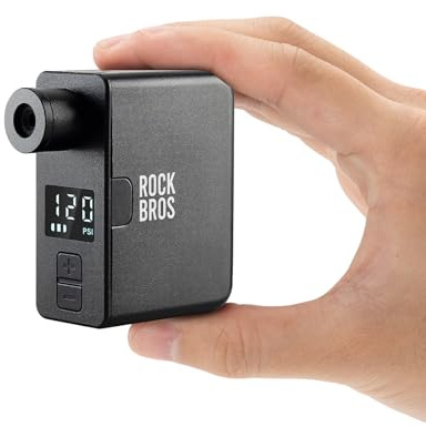 ROCKBROS Elektrische Fahrradpumpe mit Manometer, 120PSI Tragbare Minipumpen Wiederaufladbarer 450mAh Tiny E-Pump Kleine Kompressor für E-Bike Mountainbike Rennrad Gravel Bike