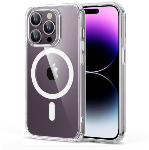 ESR für iPhone 14 Pro Max Hülle für MagSafe, Vergilbungsschutz, Klar | Vergilbungsschutz, Ultraskinny, 3X Militär-Sturzschutz, Magnetische Handyhülle, Stoßdämpfend, Kratzfest