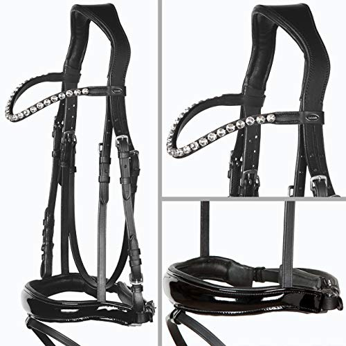 Heinick-Reitsport Trense Soft Competition Schwarz Lack ~ Glow-Silver ~ Warmblut