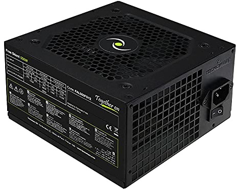 Tecnoware Power Systems - ATX Free Silent 550 Netzteil, 12 cm Leiser Ventilator, 2 x SATA, 1 x 24-polig, 1 x 12V 4+4-polig, 2 x Molex, Überspannungsschutz, CE- und Rohs-Zertifizierung, 550