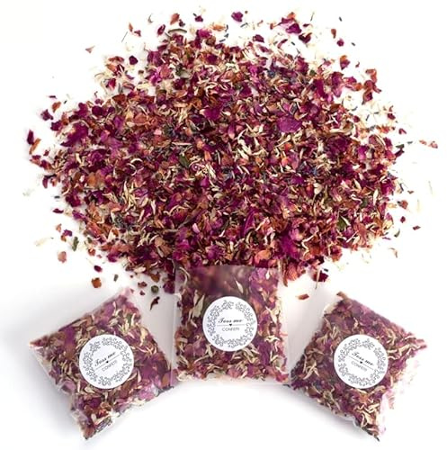 20 Packungen Natürliches Hochzeitskonfetti, 2 LITER das getrocknete Blütenblätter wirft, biologisch abbaubare Rosenblütenkonfetti-Hochzeitsparty-Dekoration (20 Packungen)