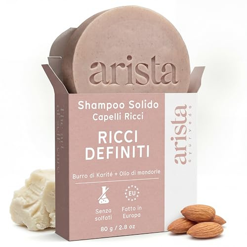 Arista Shampoo für lockiges Haar, Ayurvedisches Shampoo, Süßes Mandelöl, Reetha Fruchtpulver & Sheabutter, Locken ohne Sulfate, Parabene und Silikone, Reisegröße