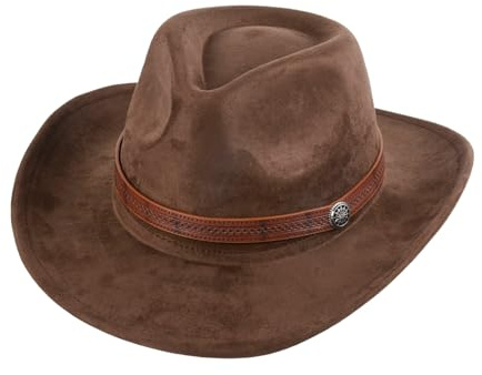 Cowboyhut für Damen und Herren, Westernhut, Wildleder, Panamahut, Cowboy- und Cowgirlhut, Filzhut, breite Krempe, Fedora-Hüte, Braun, braun, Einheitsgröße