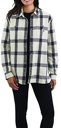 Carhartt Damen Loose Fit Heavy Weight Twill-langarmhemd Kariert Hemd mit Button-Down-Kragen (1er Pack)