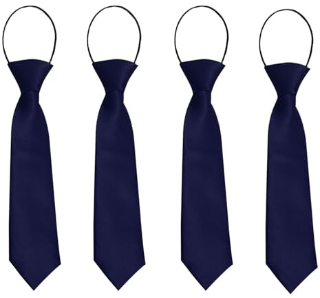 FUIPVGI 4 Stück Kinder Krawatte, Jungen Krawatte, Krawatte Vorgebunden mit Gummizug, Krawatte Rot mit Flexiblem Gummiband für Junge Mädchen Abschlussfeier Hochzeit Show (Navy blau)