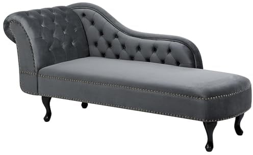 Beliani Klassische Récamiere im Chesterfield Style linksseitig grau Nimes