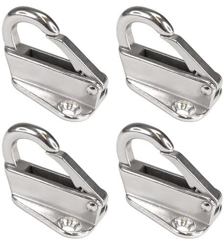 PRIOstahl Fenderhaken mit Schnappsicherung Federhaken Bootsfenderhaken Deckenhaken Karabinerhaken - 4 Stück 45 x 32 mm zur Befestigung Boot Fender Anhänger Abdeckplane Rostfrei aus Edelstahl V4A