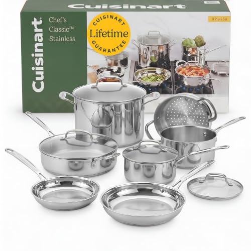 Cuisinart® Chef’s Classic™ Edelstahl-Topf- und Pfannenset, 11-teilig | Induktionsgeeignet | Töpfe & Pfannen | Aluminiumgekapselter Boden | Cool Grip™ Griffe