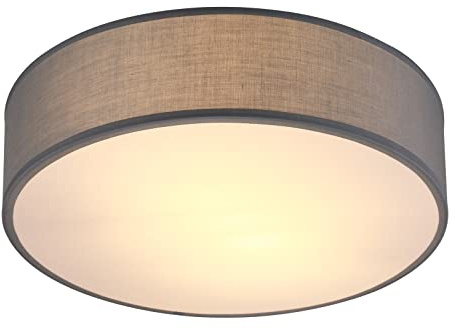 Monzana Deckenlampe Stoff Wohnzimmer | Grau, 40W, 30cm, E27, 1-Flammig, Schlafzimmer, Flur, Küche, Rund, Lampe, Deckenstrahler, Deckenleuchte, Stoffdeckenlampe