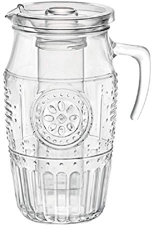 Romantic Krug (Karaffe mit Eisbehälter und Plastikdeckel, 1.8 Liter, Glas, transparent, Wasserkaraffe für Getränke, Glaßgefäß)