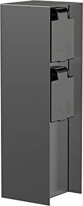 ledscom.de Garten Steckdosensäule POMI für außen, IP44, 2-Fach, Edelstahl, anthrazit, eckig, 23 cm