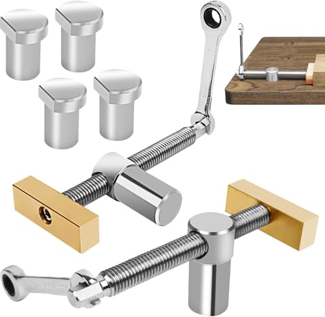 2 Stück Holzbearbeitung Bankhaken, 20mm Tisch Werkbank Klemme, Niederhalter Werkbank Klemme, Holzbearbeitung Schreibtisch Clip, Edelstahl Tisch Hobel Stop Bank Haken