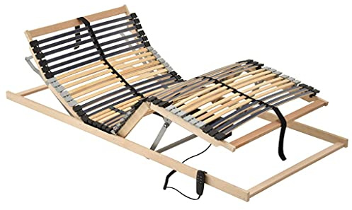 Hommdiy Lattenrost Elektrisch mit 42 Latten 7 Zonen 90x200 cm Verstellbar (elektrisch) Lattenrahmen Bettrost Holzlatten Latten Rost (Nein Matratze)