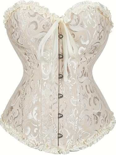 Zaleau Damen Korsett Vollbrust Corsage Top Gothic Vintage Bustier Halloween Kostüm Übergrößen, XS-6XL