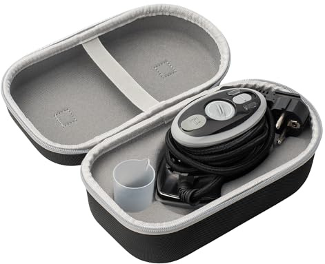 Prym Mini Dampfbügeleisen schwarz mit Silikonablage & Aufbewahrungs-Case im Set | 400W, einstellbare Temperatur (110–240V) | ideal für Nähen, Patchwork & Reisen