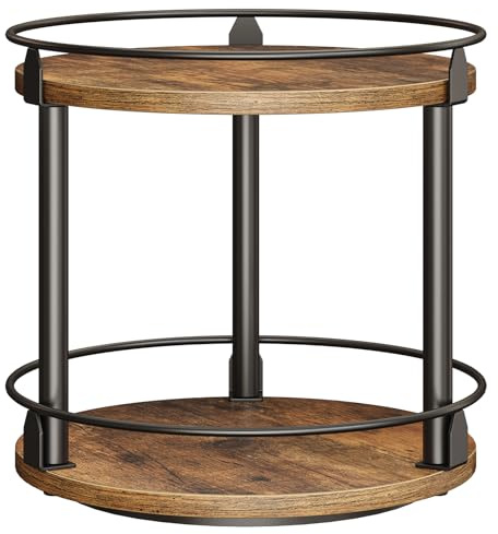 YATINEY Gewürzregal, 2-stufiger drehbarer Organizer Küchenregal, kreisdrehbares Gewürzregal Stehend, kompakter Gewürzhalter mit Drehscheibe, für Küchentheke, Esstisch, Vintagebraun und Schwarz XSR22BR