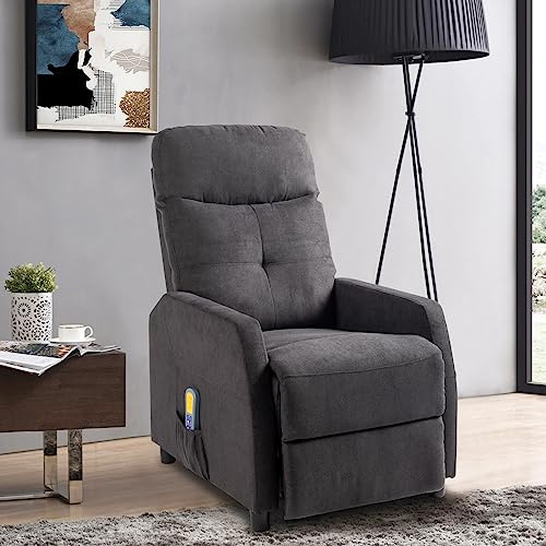 LEADZM Relaxsessel Fernsehsessel mit Manuell Liegefunktion, Verstellbarer Rückenlehne und Massage Wärmefunktion für Wohnzimmer und Schlafzimmer