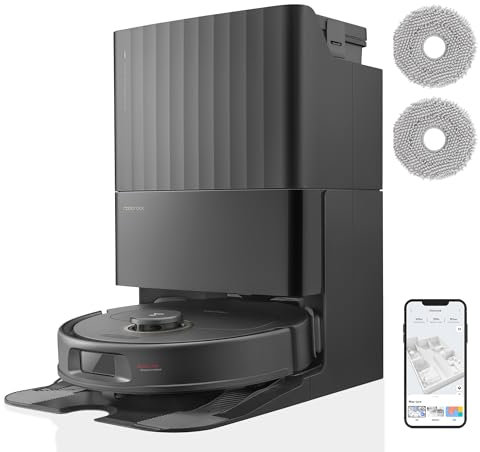 roborock Qrevo Pro Set Saugroboter mit Wischfunktion&Hebarem Wischmopp, 7000Pa, FlexiArm Design Kantenreinigung, 60 °C Heißwasser-Moppwäsche, zusätzlich 2 Wischmops, Roboterstaubsauger-Set(Schwarz)