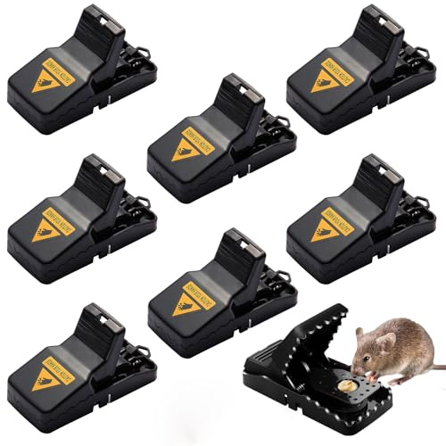 Mausefalle, 8 Stück Rattenfalle Schlagfalle, Wiederverwendbare Mäusefallen Rattenfallen Schlagfallen Mouse Trap in Haus Garten Drinnen & Draußen