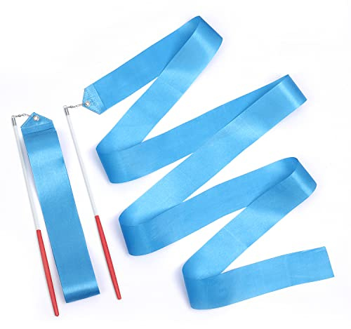 2 Stück Tanzbänder, 2 m Langes Wirbelndes Tanzband Gymnastikband mit Stab Dance Ribbons für Kinder Künstlerisches Tanzen Training Party, mit Band-Tänzerstab