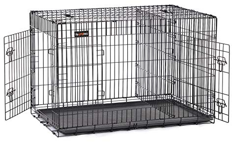 Feandrea Hundekäfig, Hundebox, zusammenklappbar, transportabel, 2 Türen, 107 x 70 x 77,5 cm, schwarz PPD42BK