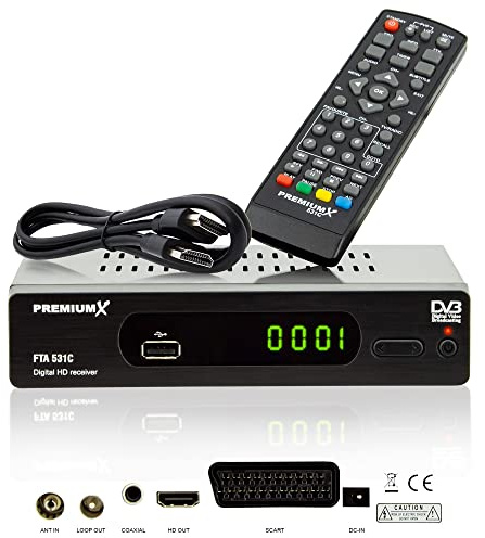PremiumX Kabelreceiver DVB-C FTA 531C Digital FullHD SCART HDMI USB Mediaplayer, TV-Receiver Kabel-Fernsehen